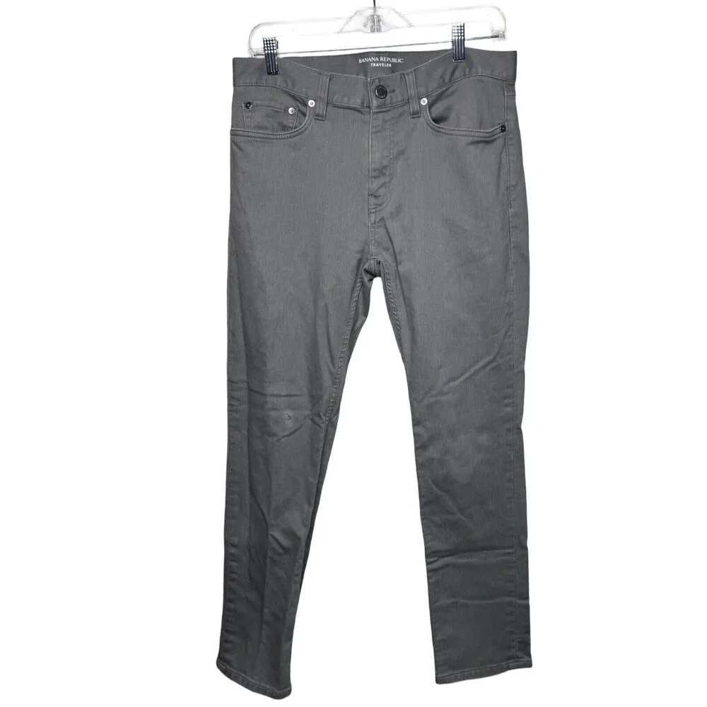Banana Republic Jeans Men 31x30 Slim Fit Gray Traveler Casual Neutral Minimalist